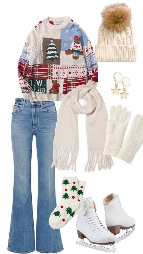 An outfit I'd wear to go ice skating in December! Ice Skating Outfits, Winter Inspo Outfits, Go Ice Skating, Skating Outfit, Ice Skating Outfit, Snow Trip, Winter Inspo, Skating Outfits, Fire Fits