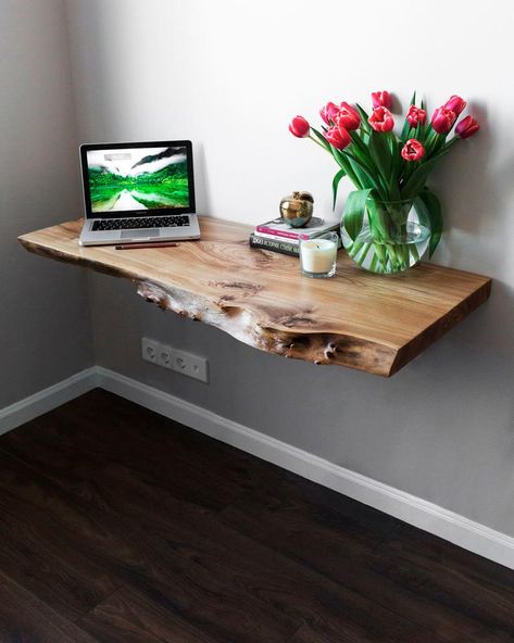 Floating Desk Entryway, Hanging Live Edge Wood Shelves, Raw Edge Shelf, Live Edge Hanging Shelves, Live Edge Floating Nightstand, Live Edge Wall Table, Floating Live Edge Desk, Live Edge Floating Desk, Herbalist Room