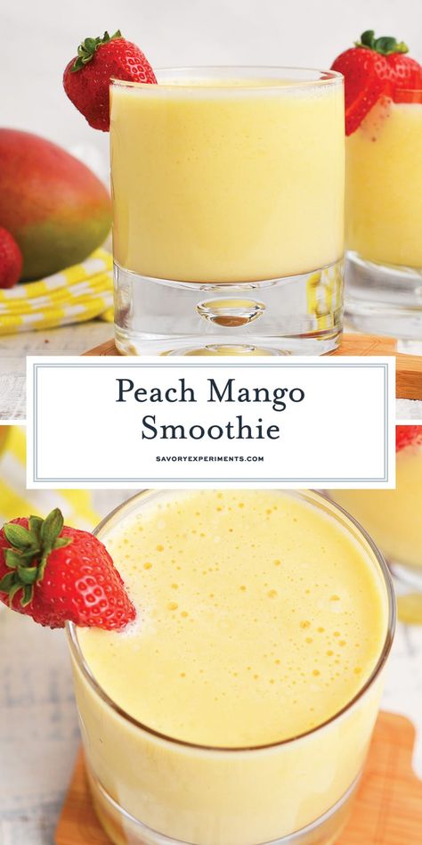 Best Morning Smoothie, Peach Mango Smoothie Recipe, Mango Peach Smoothie, Greek Yogurt Smoothie Recipes, Peach Mango Smoothie, Morning Smoothie Recipes, Juice Blends, Peach Smoothie Recipes, Greek Yogurt Smoothie