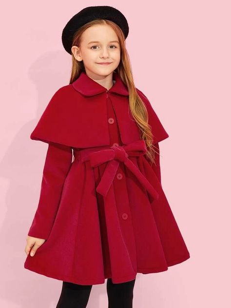 Belted Cape Coat, Mantel Cape, Belted Cape, Kid Dress, Kids Fashion Dress, Cape Coat, Baby Supplies, Kids Coats, Girl Coat