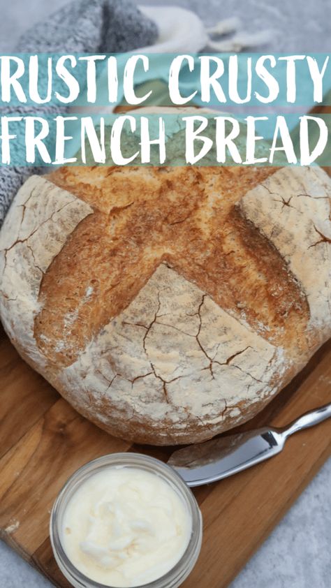 This rustic crusty French loaf is the perfect bread for sandwiches, croutons or a great slice of toast. With just a few ingredients this is a great all around loaf of bread. This is a great recipe as an introduction to bread making. French Crusty Bread Recipe, Easy Crusty French Bread, French Country Bread Recipe, Rustic Bread Recipe Easy, Quick Crusty Bread Recipe, Easy Crusty Bread Recipe, Country Loaf Bread Recipe, Rustic Bread Loaf, Italian Crusty Bread