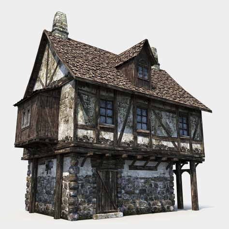 Dnd Buildings, Kakariko Village, Medieval House, Fantasy Town, Old Abandoned Houses, Minecraft Medieval, Medieval Houses, Building Concept, Unusual Homes