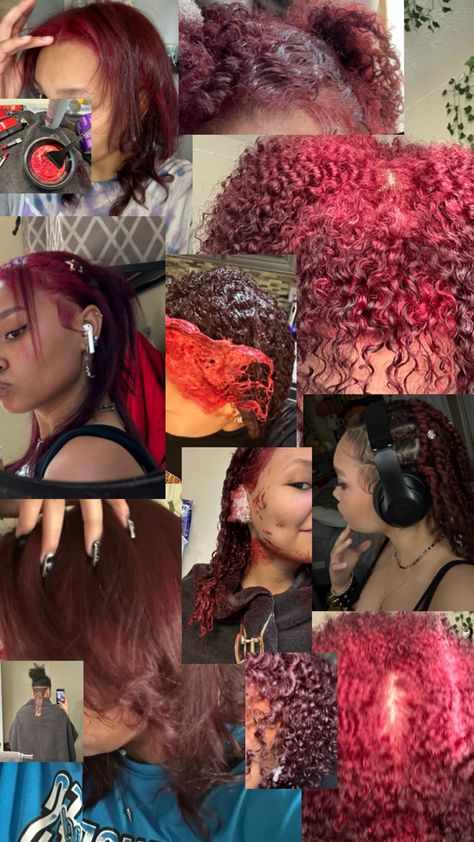 #cherryred #ghostroots #red #redhairphase #magenta #curlyhair #blackgirl #alt #alternative #straighthair #curls #hairdye #dye #redhairdye #color #haircolor #twists #redtwists #peekaboohair #hicolor #bangs #edges #exotickillaa Cherry Red Hair, Peekaboo Hair, Dyed Red Hair, Cherry Red, Dyed Hair, Hair Inspo, Red Hair, Straight Hairstyles, Bangs