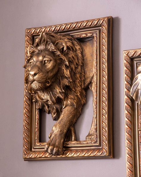 NEW IN :: Jungle Safari 🦌 Interior design often strives to bring the outdoors inside the home. Our Jungle Safari collection of animal sculptures tries to do just that. Sculpted to pay homage to these majestic creat, our 3D Wall Sculptures command instant attention as a focal point. DM us for more information Which one is your favourite 👇🏼 Safari Interior Design, Lion Head Wall Decor, Lion Head Sculpture, Baby Boy Safari Nursery Sculptures & Statues, Jaguar Sculpture, Bring The Outdoors Inside, 3d Wall Sculpture, Leopard Sculpture, Outdoors Inside