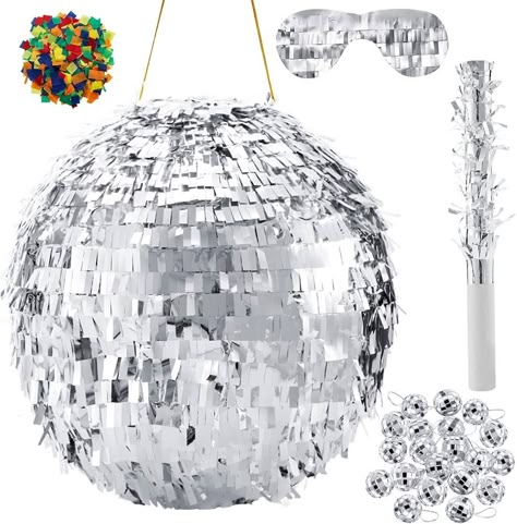 11.8 Inch Silver Disco Ball Pinata with 1 Pinata Bat 1 Blindfold 1 Bag of Confetti and 20 Small M... | Amazon (US) Disco Ball Pinata, 1 Pinata, Silver Disco Ball, Disco Mirror, Taylor Swift Birthday Party Ideas, Disco Birthday Party, Disco Party Decorations, Piñata Ideas, Taylor Swift Birthday