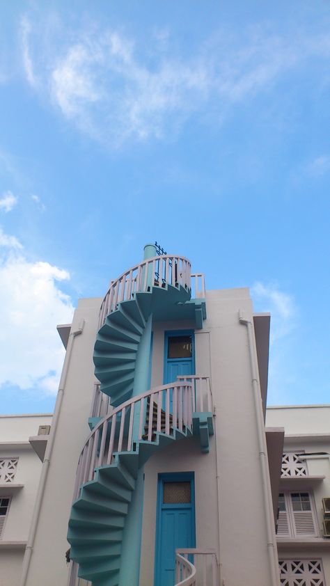 Spiral Staircase Outdoor, Tiong Bahru, Singapore Architecture, Staircase Outdoor, Indoor Pool Design, Singapore Art, Elevator Design, Pool Design, Spiral Staircase