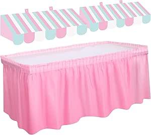 Tallew 3D Circus Awning Wall Decorations and Stripe Table Skirts Cardboard Awning Tent Decors for Doors Window Classroom Concession Room Carnival Circus Party Decorations (Pink Blue White,3 Pieces) Party Decorations Pink, Circus Party Decorations, Stripe Table, Table Skirts, Circus Decorations, Carnival Circus, Carnival Themed Party, Outdoor Awnings, Dessert Table Decor