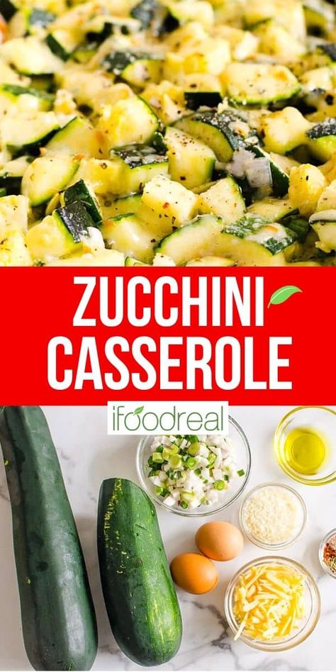 This extremely easy and cheesy Zucchini Casserole uses 3 lbs of zucchini, a blend of herbs and spices (for a little heat!), and blended with the perfect amount of shredded cheese to still keep it healthy. It is a quick and easy low-carb and gluten-free baked side dish that works as easily for breakfast as it does dinner. So much flavour from the garlic, herbs, and Parmesan cheese, your entire family will love it! Cheesy Zucchini Casserole, Zucchini Casserole Recipes, Zucchini Recipes Healthy, Easy Zucchini Recipes, Zucchini Casserole, Gluten Free Sides Dishes, Cheesy Zucchini, Healthy Zucchini, Easy Zucchini