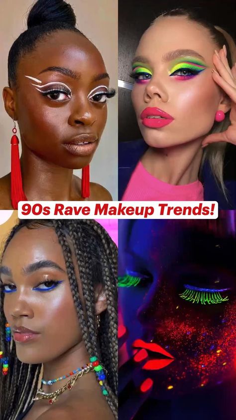 90s Rave Makeup Trends! #90smakeup Check more at https://breaknews-dac341.ingress-erytho.ewp.live/90s-rave-makeup-trends-90smakeup/ 90s Rave Makeup, Neon Outfits Party, 90s Rave Fashion, 1990s Rave, 1960's Makeup, 1980's Makeup, 90s Rave, 90s Makeup, Diy Fashion Projects