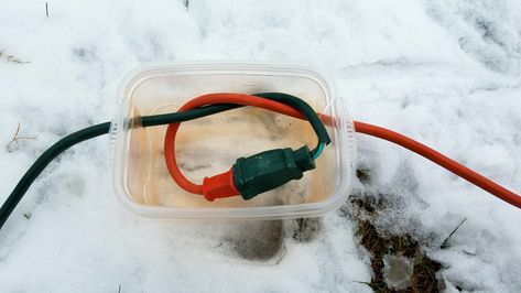 Outdoor Extension Cord Cover Diy, Electrical Cord Covers, Christmas Decorating Hacks, Cord Box, Extension Plug, Outdoor Extension Cord, Cord Protector, Plastic Jugs, Cord Cover