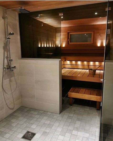 Home Sauna Room Ideas, Bathroom With Sauna Ideas, Sauna Room Ideas, Sauna In Bathroom, Bathroom With Sauna, Sauna Bathroom Ideas, Basement Sauna, Sauna Bathroom Design, Sauna Bathroom