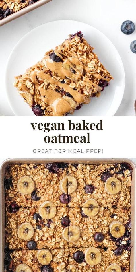 Vegan Baked Oatmeal, Vegan Baking Recipes, Vegan Oatmeal, Vegan Baked, Baked Oatmeal Recipes, Vegan Meal Prep, Lost 100 Pounds, Baked Oatmeal, Oatmeal Recipes