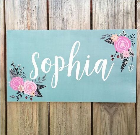 Painted Name Signs For Nursery, Name Signs For Nursery, Painted Name Signs, Signs For Nursery, Floral Name Sign, Name Paintings, Name Canvas, Rustic Nursery, Boho Nursery Decor