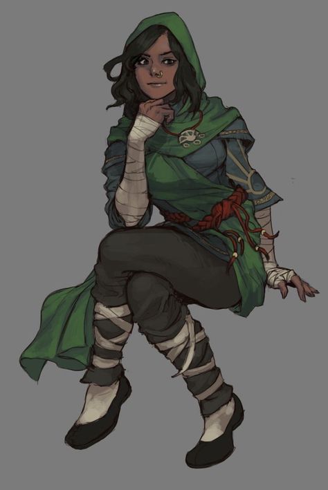 f Monk Cloak undercity lg (93) Green Fantasy Outfit Drawing, Fantasy Traveler Outfit, Green Character Design, Pillars Of Eternity, Female Clothes Outfits, Stealth Fighter, Character Design Cartoon, Heroic Fantasy, High Fantasy