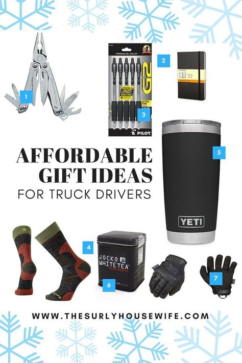 Searching for a Christmas gift for him? Make Christmas giving easy this year by shopping on Amazon. Whether you are looking for your husband, your dad, or grandpa this gift guide for truck drivers will help you find the perfect gift for the trucker in your life. This gift guide for men has 20 practical gifts all men will love, which make them the best gifts for Christmas! Check 'em out.  #Christmas #ChristmasGifts #Amazon #AmazonPrime Gifts For Boyfriend Long Distance, Practical Gifts For Men, Christmas Giving, $5 Gift Ideas, Gift Guide For Men, Truck Driver Gifts, Thoughtful Gifts For Him, Romantic Gifts For Him, Gifts For Truckers