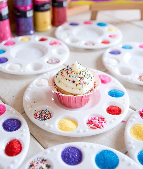 Fun Food Ideas, Cupcake Liner Crafts, Sprinkles Birthday Party, Cupcake Decorating Party, Birthday Cupcakes Decoration, Rainbow Sprinkle, Birthday Party Games For Kids, Sprinkle Cupcakes, Sprinkle Party