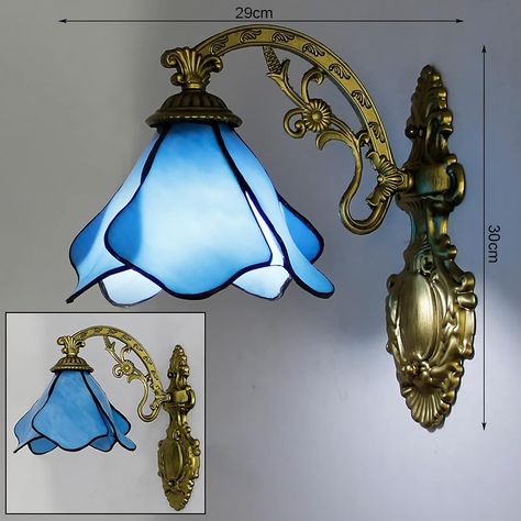 Tiffany Style Wall Sconce, Retro Stained Glass Wall Light, Antique Vintage Decorative Wall Lamp for Living Bedroom Bathroom Hallway - Amazon.com Stained Glass Wall, Bathroom Hallway, Living Bedroom, Glass Wall Lights, Tiffany Style, Lighting Ideas, Decorative Wall, Bedroom Bathroom, Glass Wall