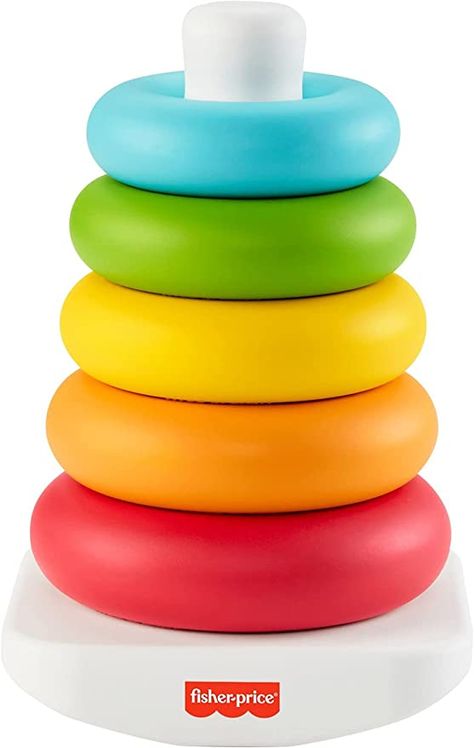 Amazon.com: Fisher-Price Rock-a-Stack, Classic Ring Stacking Toy Made from Plant-Based Materials for Babies Ages 6 Months and Older: Toys & Games Baby Stacking Toys, Toddler Modeling, Fisher Price Baby, Quiet Toys, Best Baby Toys, Simple Toys, Stacking Toys, Baby Blocks, Busy Toddler