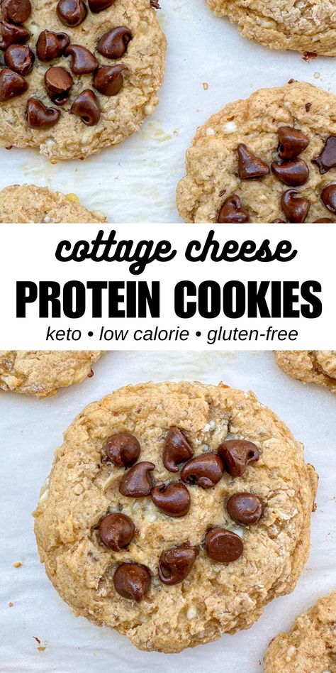 Protein Cottage Cheese Cookies {Keto & Low Calorie} Keto Cottage Cheese Brownies, Cottage Cheese Protein Bars, Keto Cottage Cheese Cookies, Cottage Cheese Oatmeal Cookies, Low Calorie Cottage Cheese Dessert, Cottage Cheese Cookies Recipes, Keto Cottage Cheese Dessert, Recipes Using Cottage Cheese, Keto Cottage Cheese Recipes