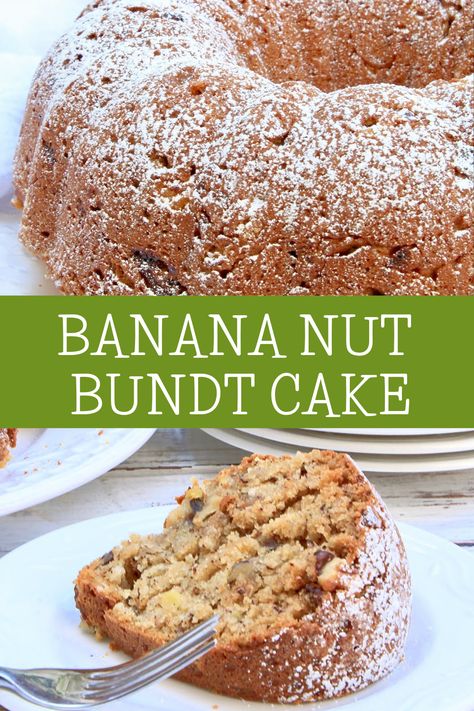 Banana Nut Bundt Cake, Banana Nut Cake, Banana Bundt Cake, Banana Bundt, Banana Coffee Cakes, Vegan Cream Cheese Frosting, Easy Bundt Cake, Nut Cake, Dairy Free Snacks