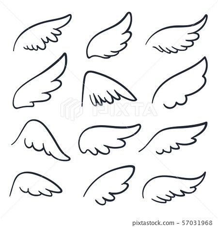 Cartoon angel wings. Winged doodle sketch icons. Angels and bird vector symbols isolated Angel Wings Drawing Simple, Wing Doodle, Angel Doodles, Angel Wings Cartoon, Angel Wings Easy, Angel Doodle, Angel Wings Clip Art, Angel Outline, Cartoon Wings