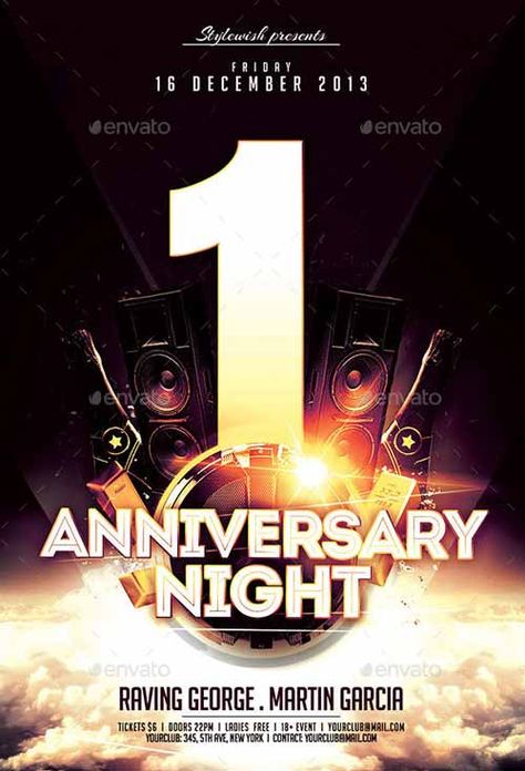 Anniversary Night Flyer Template - http://ffflyer.com/anniversary-night-flyer-template/ Enjoy downloading the Anniversary Night Flyer Template by styleWish   #Anniversary, #Club, #Dj, #Electro, #Elegant, #Event, #Party Anniversary Flyer Design, Dj Electro, Anniversary Poster, Party Flyer Template, Girls Night Party, Psd Flyer Templates, Psd Flyer, Splash Screen, Military Appreciation