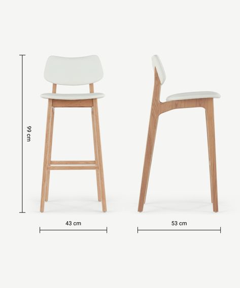 Jacob Bar Stool, Alabaster and Ash | MADE.com Scandinavian Bar Stool, Oak Bar Stools, Scandinavian Interior Design, Kitchen Bar Stools, Scandinavian Interior, Leather Seat, Bed Storage, Dining Room Chairs, Furniture Accessories