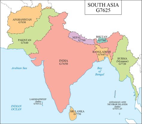 South Asia Map, Peta Asia, Maps Aesthetic, Asia Map, Bay Of Bengal, Arabian Sea, South Asia, Southeast Asia, Peta