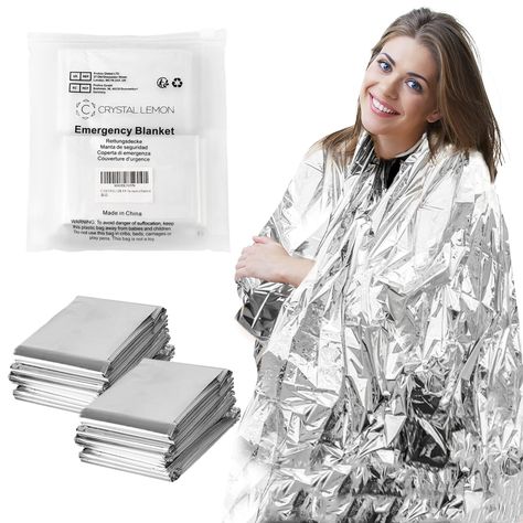 C CRYSTAL LEMON Emergency Blankets, 6 Pack Emergency Thermal Blanket, Survival Blanket for First Aid Kit, Camping, 82x52inch Warming Blanket, First Aid For Kids, Emergency Blankets, Space Blanket, Emergency Blanket, Outdoor Survival Gear, Modern Blankets, Survival Blanket, Thermal Blanket