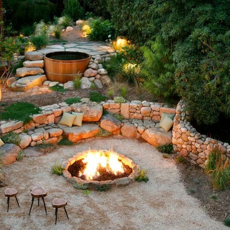 Sloped Backyard Landscaping, Sloped Yard, Sloped Backyard, Hot Tub Garden, Cozy Backyard, Backyard Seating, Hillside Landscaping, Sloped Garden, Garden Design Layout