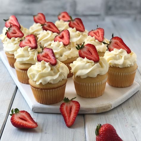 Strawberry Shortcake Cupcakes - The Kitchen Fairy Straw Berry Cupcakes, Cupcake With Strawberry On Top, Cupcake With Strawberry, Fresh Strawberry Jam, Strawberry Shortcake Cupcakes, Shortcake Cupcakes, Strawberry Cupcake Recipes, Strawberry Stuff, Berry Cupcakes