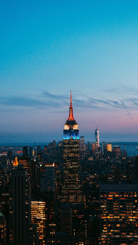 New york, skyscrapers, night, city, buildings, empire state building, 720x1280 wallpaper Cityscape Wallpaper, Landscape City, New York Wallpaper, York Wallpaper, City Wallpaper, 4k Background, City Photography, City Buildings, Night City