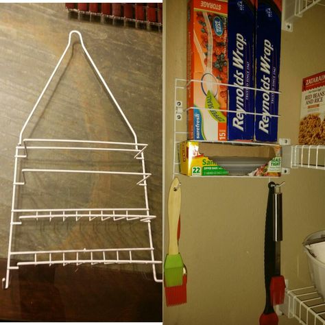 Dollar Tree shower rack turned into pantry storage rack! Diy Dollar Store Organization Ideas, Dollar Store Storage, Dollar Store Candlesticks, Dollar Store Organization Ideas, Store Organization Ideas, Dollar Store Organization, Dollar Store Bins, Dollar Tree Storage, Dollar Tree Diy Organization