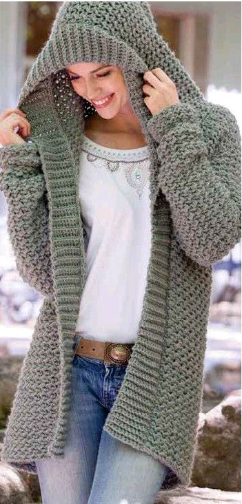 PressReader.com - Digital Newspaper & Magazine Subscriptions Crochet Sweater Pattern Women, Hooded Sweater Coat, Crochet Cardigan Pattern Free, Crochet Hoodie, Crochet Sweater Pattern Free, Womens Crochet Patterns, Hoodie Pattern, Crochet Vintage, Crochet Jacket