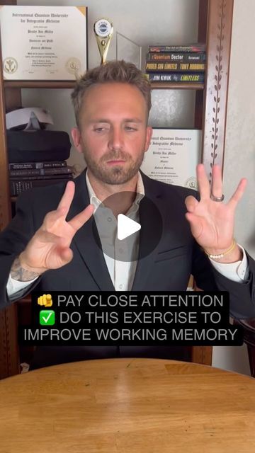 Brody Miller PhD |  Brain Trauma Recovery Coach on Instagram: "📣 This exercise promotes neuroplasticity which can be particularly beneficial for improving cognitive functioning after a concussion. 

🧠 The Science Behind the Movements:
✅ Motor Skills: Touching the thumb to individual fingers is a fine motor skill that requires precise movement, relying on the motor cortex and the pre motor cotex for planning and executing . 

✅ Working Memory and Sequencing:
When performing different patterns with each hand, you engage areas responsible for working memory and executive function (prefrontal cortex), as your brain nieeds to remember and sequence movements.

👇 Follow these steps:
1. Your Right thumb touches your index finger, your middle finger, your ring finger and your pinky finger. 

2. Prefrontal Cortex Exercises, Fasting Lifestyle, Brain Exercises, Recovery Coach, Keto Fasting, Pinky Finger, Executive Function, Working Memory, Executive Functioning