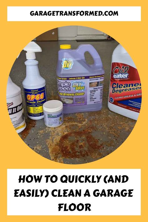 How to Quickly (and Easily) Clean a Garage Floor Clean Garage Floor, Concrete Cleaner, Garage Floor Mat, Simple Cleaning Routine, Organized Garage, Remove Rust Stains, Floor Cleaning Solution, Cleaning Stone, Remove Oil Stains