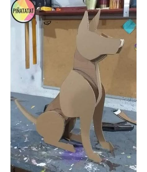 Paper Mache Gargoyle, Paper Plate Activities, Cardboard Dog, Craftsman Staircase, Cardboard Art Sculpture, Cardboard Animals, Paper Construction, Paper Mache Projects, Paper Mache Animals