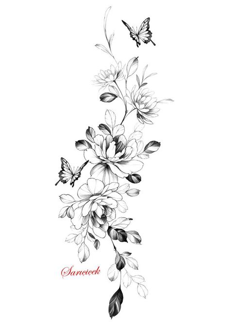 Floral Hip Tattoo, Floral Thigh Tattoos, Tattoos For Women Flowers, Elbow Tattoos, Hip Tattoos Women, Flower Tattoo Shoulder, Floral Tattoo Sleeve, Spine Tattoos For Women, Leg Tattoos Women