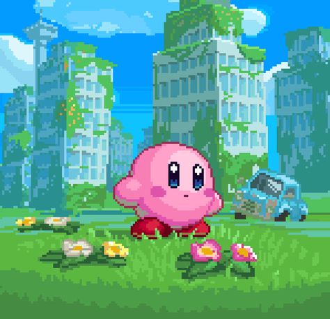 ArtStation - Kirby Forgotten Lands | Pixel Art, Bryan Heemskerk Video Game Backgrounds, Collage Creator, Kirby Memes, Pixel Art Landscape, Kirby Nintendo, Adventure Time Characters, Kirby Character, Pixel Art Background, Travel Collage