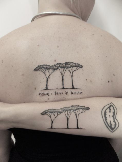 Stone Pine Tree Tattoo, Parasol Tattoo, Pin Parasol, Rome Tattoo, Pine Tattoo, Pine Tree Tattoo, Discreet Tattoos, Creative Stuff, Tree Tattoo