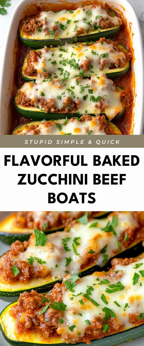 Image for Flavorful Baked Zucchini Beef Boats Whole 30 Zucchini Boats, Beef Zucchini Recipes, Stuffed Zucchini Boats Healthy, Keto Stuffed Zucchini, Baked Zucchini Recipes, Zucchini Boats Healthy, Zucchini Beef, Boat Recipes, Low Calorie Baking