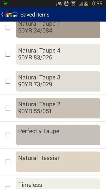 Off White Taupe Paint, External Paint Colour Schemes, Dulux Taupe Colours, Toupe Colored Paint, Living Room Taupe Walls, Toupe Colored Living Room, Dulux Greige Colours, Taupe Hallway, Taupe Wall Color