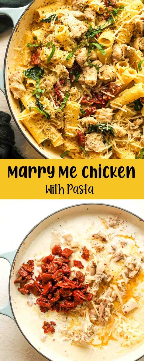 Marry Me Chicken with Pasta is a delightful dish featuring tender, golden-brown chicken thighs smothered in a rich, creamy sauce, accented with sun-dried tomatoes and fresh basil. Served over a bed of perfectly cooked pasta, this dish promises a delectable blend of flavors that’s simply irresistible. Chicken Thigh And Spaghetti Recipes, Marry Me Pasta Chicken, Creamy Marry Me Chicken Pasta, Pasta With Chicken Thighs, Marry Me Chicken Pasta Crockpot, Marry Me Chicken Recipe With Pasta, Chicken Thighs And Pasta, Chicken Thighs Pasta, Chicken Thigh Pasta Recipes