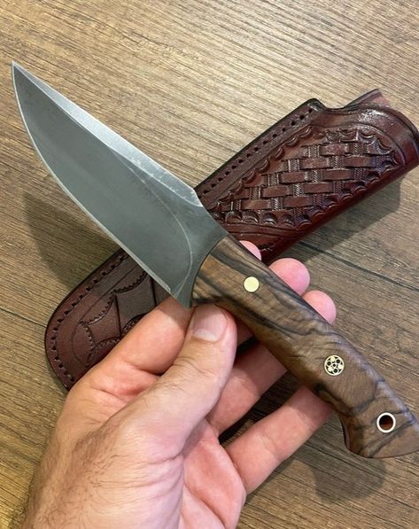 Hunting Knife 80CRV2 Steel and Walnut Wood Handle - Blacksmith Made Camping Knife - Tactical Knife - Survival Knife with Sheath No:20 High Quality Handmade 80CRV2 Steel Camping - Hunting Knife With Sharp and Durable Blade. 180CRV2 Steel Steel - BLACKSMITH made - 23 cm full length / 12 cm blade - 4 mm thickness Custom Handmade Knife for Bushcrafting, Hunting, Camping, Skinning and Tracking WALNUT WOOD is used for Handle Genuine Leather Knife Sheath is Specially Designed #usa #handmade #exp... Leather Knife Sheath, Handmade Knife, Tactical Knife, Camping Knife, Metal Works, Knife Sheath, Camp Knife, Handmade Knives, Metal Words