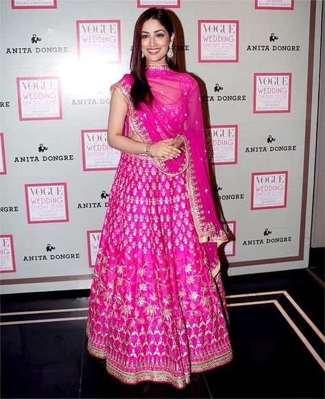 Smokin' HOT! Bollywood in PINK - Rediff.com movies Hot Pink Lehenga, Mika Singh, Sunset Girl, Yami Gautam, Indian Sari Dress, Wedding Lehenga Designs, Lehnga Dress, Neha Kakkar, Bollywood Lehenga