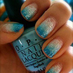 Gradation Nails, Nail Art Ombre, Nails Glitter, Blue Nail, Get Nails, Beach Nails, Pedicures, Fancy Nails, Creative Nails