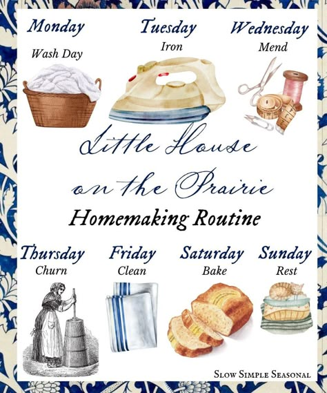 Household Cleaning Schedule, Cottagecore Life, Happy Homemaking, Cottagecore Living, Pioneer Life, Christian Homemaking, Happy Housewife, Biblical Womanhood, Retro Housewife