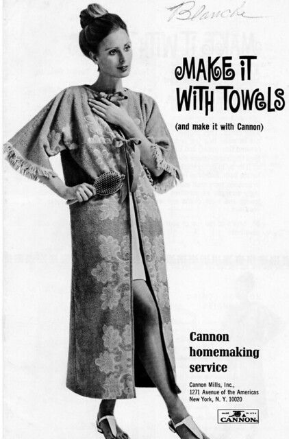 Towel Booklet | from Cannon Mills, Inc no date listed, but a… | Flickr Pot Holder Diy, Beach Towel Dress, Kimono Sewing, Kimono Sewing Pattern, Towel Clothes, Towel Poncho, Easy Clothing, Beach Coverups, Girl Scout Activities