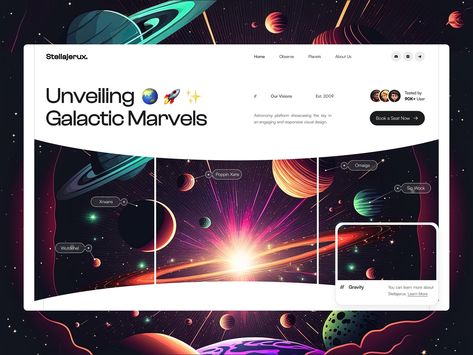 Space travel website - Stellajerux by Nozaracy on Dribbble Travel Website, Web Designs, Space Travel, Ui Ux Design, Ux Design, Ui Design, Creative Professional, Global Community, Web Design