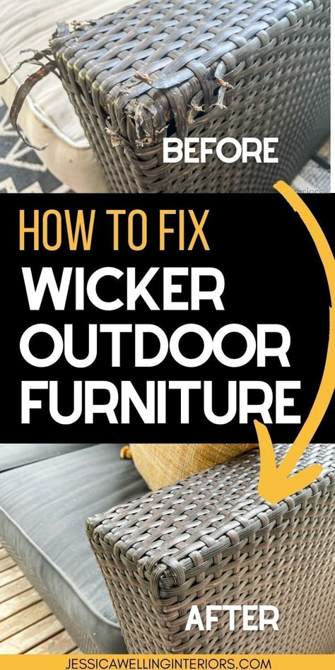 Wicker Furniture Repair, Wicker Furniture Makeover, Resin Wicker Furniture, Resin Wicker Patio Furniture, Painting Wicker Furniture, Wicker Outdoor Furniture, Patio Furniture Makeover, Chair Repair, Rattan Patio Furniture